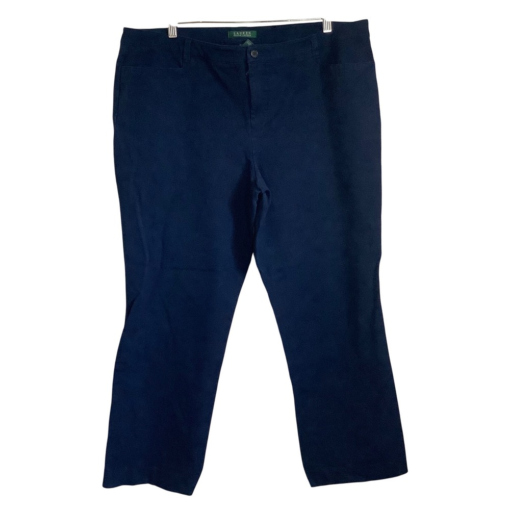 Lauren Ralph Lauren Navy Blue Straight Leg Stretch Pants Womens 18W
